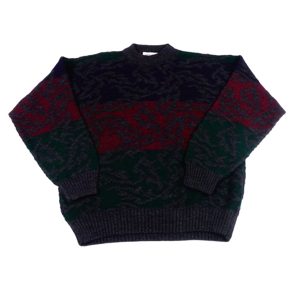 John Ashford Wool Acrylic Y2K Grandpa Abstract Sweater Made in Italy Large